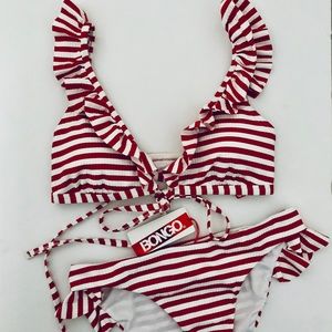 Red and White Striped Bikini